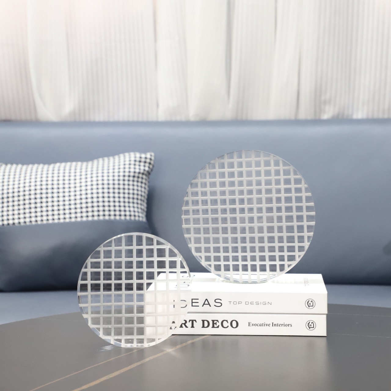 Crystal Geometric Round Ornaments