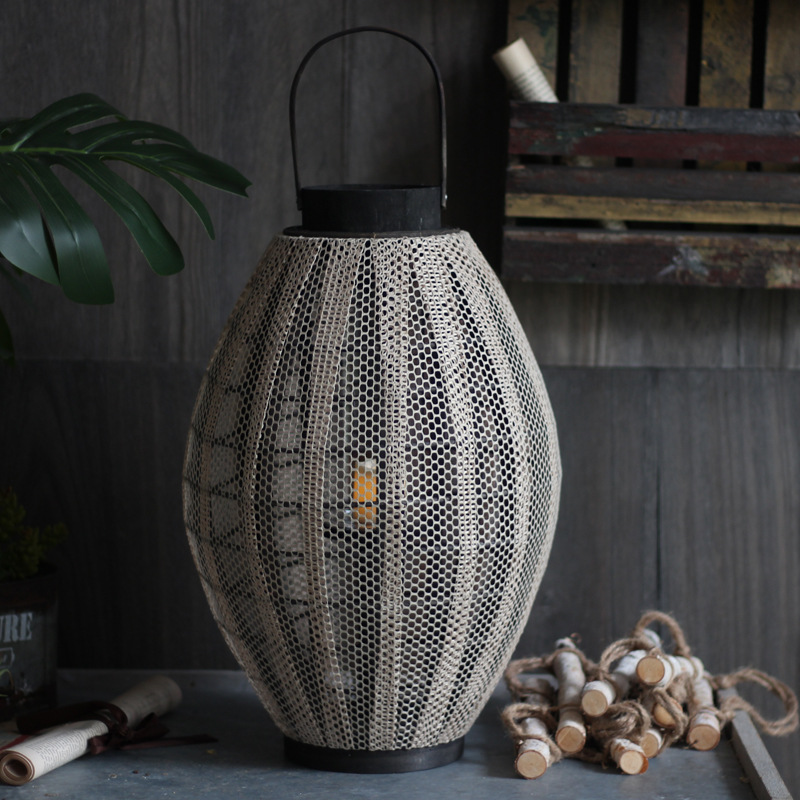 Floor-Standing Wooden Lantern Candel Holder