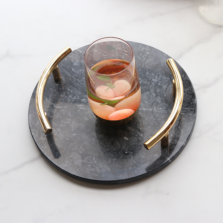 Gold Handle Marble Tray