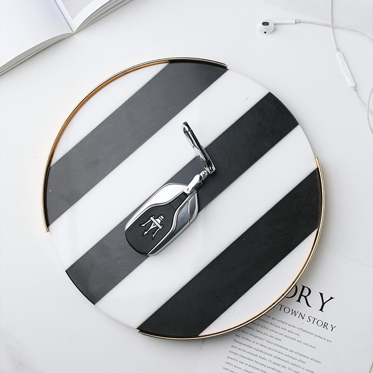 Gold Handle Marble Tray