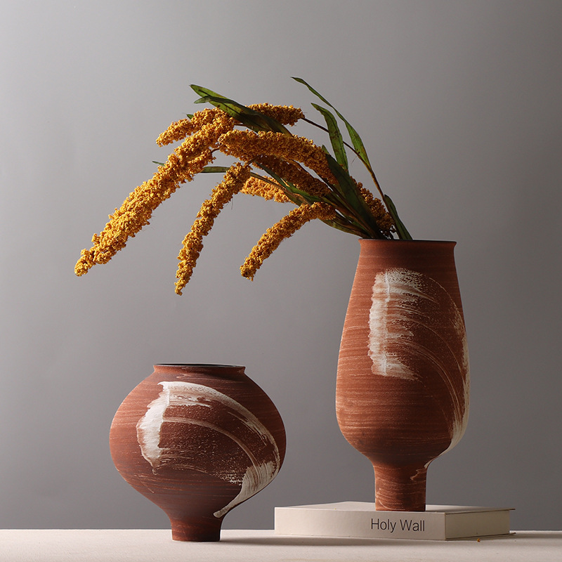 Hand Made Brushed Ceramic Vase