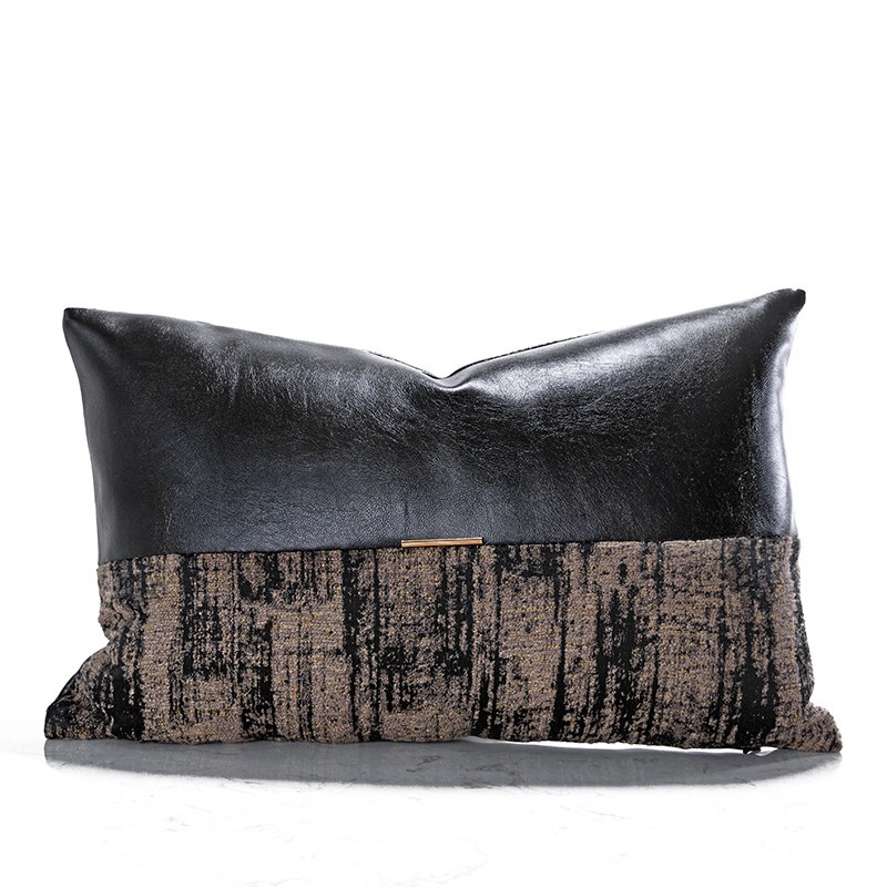 Leather & Patchwork Fabric Cushion